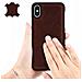 Cover Apple Iphone X / Xs Protezione Rigida Pelle Vera Marrone - Foto miniatura 4