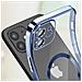 Cover Magsafe Per Iphone 12 Silicone Protezione Fotocamera Bordo Cromato Blu - Foto miniatura 4