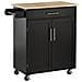 Carrello da Cucina con Cassetto e Armadietto 2 Ante, Ruote e Barra Laterale, 83x45x91.5cm, Nero - Foto miniatura 1