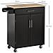 Carrello da Cucina con Cassetto e Armadietto 2 Ante, Ruote e Barra Laterale, 83x45x91.5cm, Nero - Foto miniatura 3