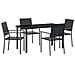 Set da Pranzo per Giardino 5 pcs Nero Poly Rattan - Foto miniatura 1