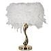 Lampada Da Tavolo Cart Bianca Con Base Dorata Sinuosa E Paralume In Piume Bianche - Foto miniatura 1