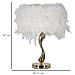 Lampada Da Tavolo Cart Bianca Con Base Dorata Sinuosa E Paralume In Piume Bianche - Foto miniatura 6
