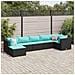 Set Salotto da Giardino con Cuscini 7pz Nero Polyrattan - Foto miniatura 2