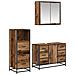 Set di mobili per il bagno con cassetto 3 pcs Legno vecchio - Foto miniatura 1