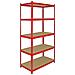 3 Scaffali In Acciaio Senza Bulloni Z-Rax Rossi 90cm X 45cm X 183cm - Foto miniatura 2
