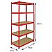 3 Scaffali In Acciaio Senza Bulloni Z-Rax Rossi 90cm X 45cm X 183cm - Foto miniatura 6