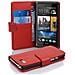 Custodia Compatibile Con Htc Desire 600 In Rosso Cremisi - Coperchio Protettivo In Ecopelle Testurizzata E Tasca Per Carte Di Credito - Foto miniatura 1