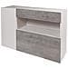 Credenza Moderna A 2 Ante A Ribalta E 1 Cassetto, Buffet Da Cucina, Madia Con Scaffali E Ripiani, Mobile Da Soggiorno Porta Tv, Cm 130x41h81, Colore Bianco Lucido E Cemento - Foto miniatura 4