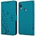Custodia Compatibile Con Huawei Y6 2019 In Blu Fiore - Coperchio Protettivo In Design Floreale Con Chiusura Magnetica, Funzione Stand E Slot Per Carte - Foto miniatura 8
