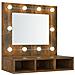 Mobile A Specchio Con Led Rovere Fumo 60x31,5x62 Cm - Foto miniatura 1