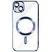 Cover Magsafe Per Iphone 13 Silicone Protezione Fotocamera Bordo Cromato Blu - Foto miniatura 1