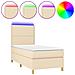 Letto A Molle Con Materasso E Led Crema 90x190 Cm In Tessuto - Foto miniatura 1