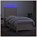 Letto A Molle Con Materasso E Led Crema 90x190 Cm In Tessuto - Foto miniatura 3