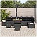 Set Divano da Giardino  9 Pezzi con Cuscini Nero Polyrattan Acacia, Divano da Giardino  2 Posti con Cuscini Nero Polyrattan, Set da Pranzo da Giardino  3 Pezzi con Cuscini Nero Polyrattan Acacia - Foto miniatura 3
