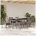 Set da Pranzo per Giardino da 7 Pezzi con Cuscini Grigio Polyrattan - Foto miniatura 4