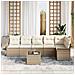 Set Divano da Giardino con cuscino 7 pcs Beige Poly Rattan - Foto miniatura 3