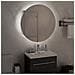 Armadio da Bagno con Specchio Rotondo e LED Rovere 47x47x17,5cm - Foto miniatura 3