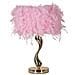 Lampada Da Tavolo Cart Rosa Con Base Sinuosa In Metallo E Paralume In Piume Rosa - Foto miniatura 1