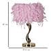 Lampada Da Tavolo Cart Rosa Con Base Sinuosa In Metallo E Paralume In Piume Rosa - Foto miniatura 6