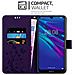 Custodia Compatibile Con Huawei Y6 2019 In Lilla Scuro Fiore - Coperchio Protettivo In Design Floreale Con Chiusura Magnetica, Funzione Stand E Slot Per Carte - Foto miniatura 3