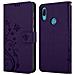 Custodia Compatibile Con Huawei Y6 2019 In Lilla Scuro Fiore - Coperchio Protettivo In Design Floreale Con Chiusura Magnetica, Funzione Stand E Slot Per Carte - Foto miniatura 8