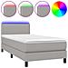 Letto a Molle Materasso e LED Grigio Chiaro 80x200 cm Tessuto - Foto miniatura 1