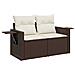 Set Divani Da Giardino 9pz Con Cuscini Marrone In Polyrattan - Foto miniatura 3