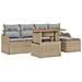 Set Divano Giardino 6 Pezzi con Cuscini Beige Polietilene Acacia, Divano Giardino 2 Posti con Cuscini Beige Polietilene - Foto miniatura 1