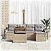 Set Divano Giardino 6 Pezzi con Cuscini Beige Polietilene Acacia, Divano Giardino 2 Posti con Cuscini Beige Polietilene - Foto miniatura 3