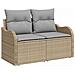 Set Divano Giardino 6 Pezzi con Cuscini Beige Polietilene Acacia, Divano Giardino 2 Posti con Cuscini Beige Polietilene - Foto miniatura 4