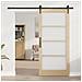 Set Porta Scorrevole  con Hardware 93x202 cm Legno Massello di Pino, Porta Interna  con Vetro 'ORKDAL'93x202x4 cm Legno Massello di Pino - Foto miniatura 3