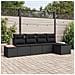 Set Divano da Giardino 5 pcs Nero 184 x 62 x 85 cm Poly Rattan - Foto miniatura 2
