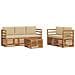 Set divani 6 pcs Naturale e Beige Legno di Acacia Massello - Foto miniatura 1
