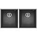 Lavello Quadra 200 Keratek Plus Sottotop 38x44 cm 2 vasche Colore Dark Grey 99 - Foto miniatura 1
