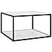 Tavolino Da T Nero Con Vetro Bianco Marmorizzato 90x90x50 Cm - Foto miniatura 1