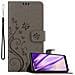 Custodia Compatibile Con Huawei Y6 2019 In Grigio Fiore - Coperchio Protettivo In Design Floreale Con Chiusura Magnetica, Funzione Stand E Slot Per Carte - Foto miniatura 1