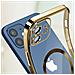 Cover Magsafe Per Iphone 12 Silicone Protezione Fotocamera Bordo Cromato Oro - Foto miniatura 3
