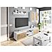 Parete Attrezzata Wells, Set Da Soggiorno, Mobile Salotto Multiuso, Composizione Per Salotto Moderno, 200x40h114 Cm, Bianco E Rovere - Foto miniatura 1