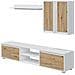 Parete Attrezzata Wells, Set Da Soggiorno, Mobile Salotto Multiuso, Composizione Per Salotto Moderno, 200x40h114 Cm, Bianco E Rovere - Foto miniatura 2