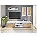 Parete Attrezzata Wells, Set Da Soggiorno, Mobile Salotto Multiuso, Composizione Per Salotto Moderno, 200x40h114 Cm, Bianco E Rovere - Foto miniatura 3