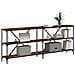 Tavolo Consolle Rovere Fumo 200x30x75cm Legno Multistrato Ferro - Foto miniatura 3