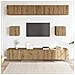 Set Mobile Tv 6 Pz Montato A Parete Rovere In Legno Multistrato - Foto miniatura 3