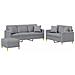 Set Divani 3 pz con Cuscini Grigio Chiaro in Tessuto - Foto miniatura 1