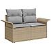 Set Divano Giardino 6 Pezzi con Cuscini Beige Poly Rattan, Divano Giardino 2 Posti con Ripostiglio e Cuscini Beige Poly Rattan - Foto miniatura 6