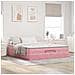 Struttura Letto Pouf con Materasso Rosa 160x200 cm in Velluto - Foto miniatura 3