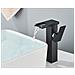 Rubinetto per lavabo da bagno, Blackswan, tipo M187, modello alto nero con bocca a cascata e LED, misura 24 cm - Foto miniatura 4