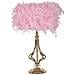 Lampada Da Tavolo Tarty Rosa In Metallo Con Paralume In Piume Rosa - Foto miniatura 1