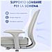 Sedia Da Ufficio Ergonomica E Reclinabile Ad Altezza Regolabile Con 5 Rotelle, 55x48x82.5-94.5 Cm, Grigia - Foto miniatura 2