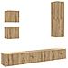 Set Mobile Tv 5 Pz Montato A Parete Rovere In Legno Multistrato - Foto miniatura 2